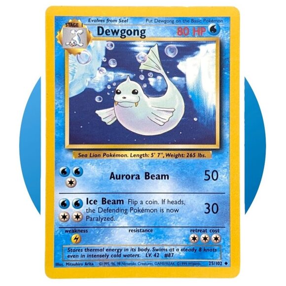 Base Set Pokemon Card (PC): Dewgong 25/102